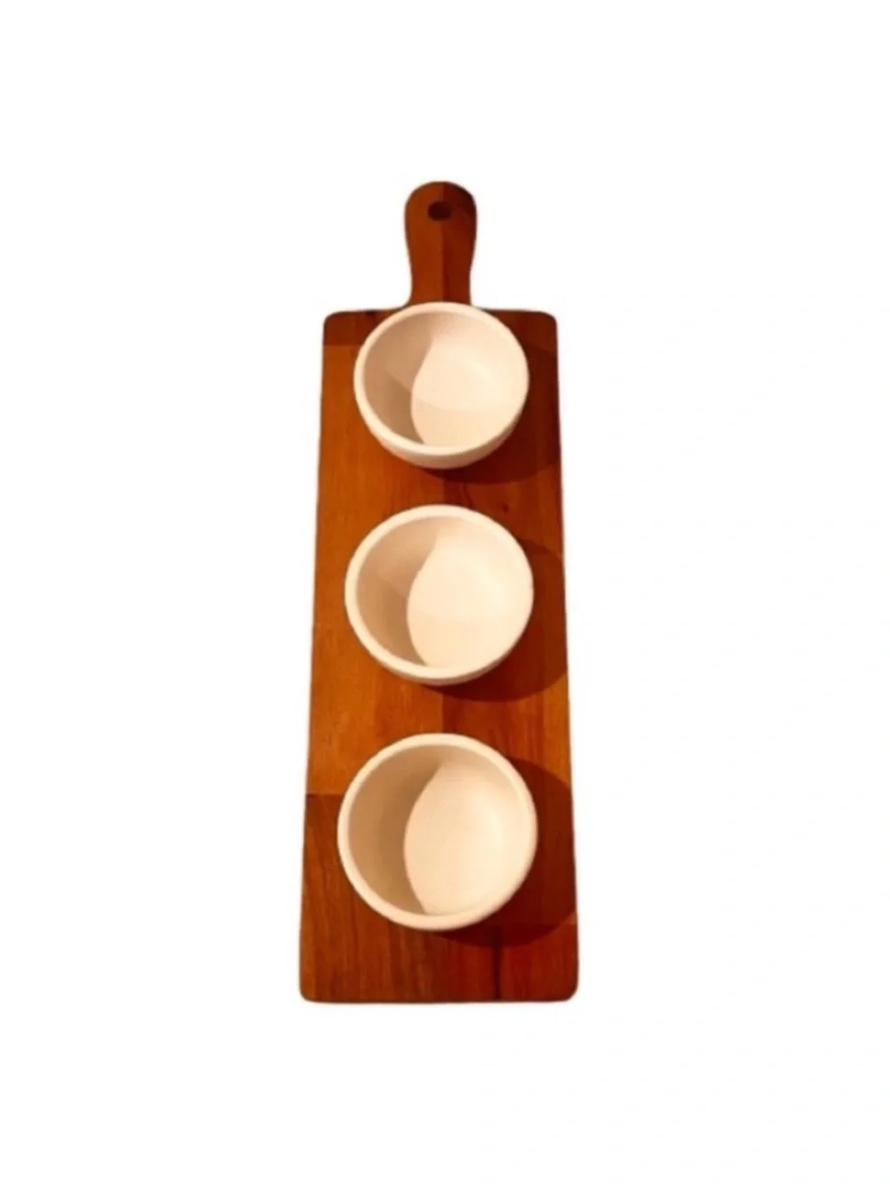 🆕-Threshold - 4pc Wood Serving Board and Ceramic Bowl Set.